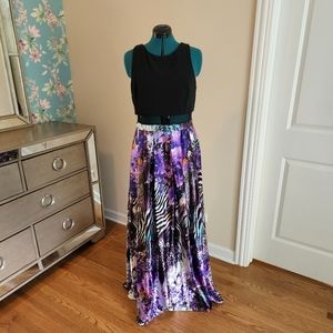 Betsy&Adam Multicolored Gown with sheer mid section Size 14 formal prom